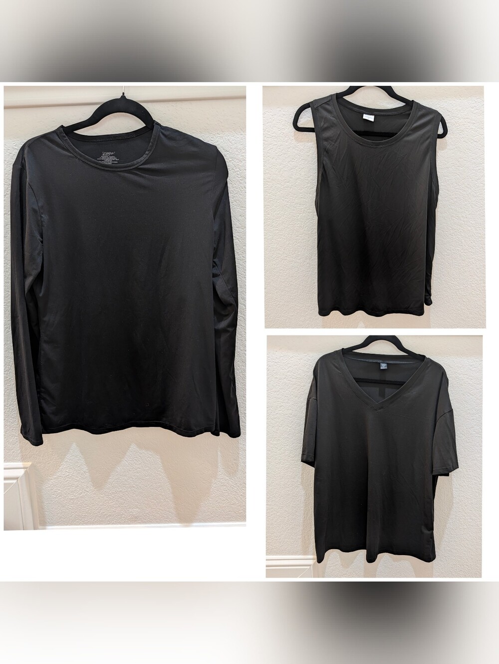 Three Black Basic Tops - Long Sleeve, Tank, V-Neck